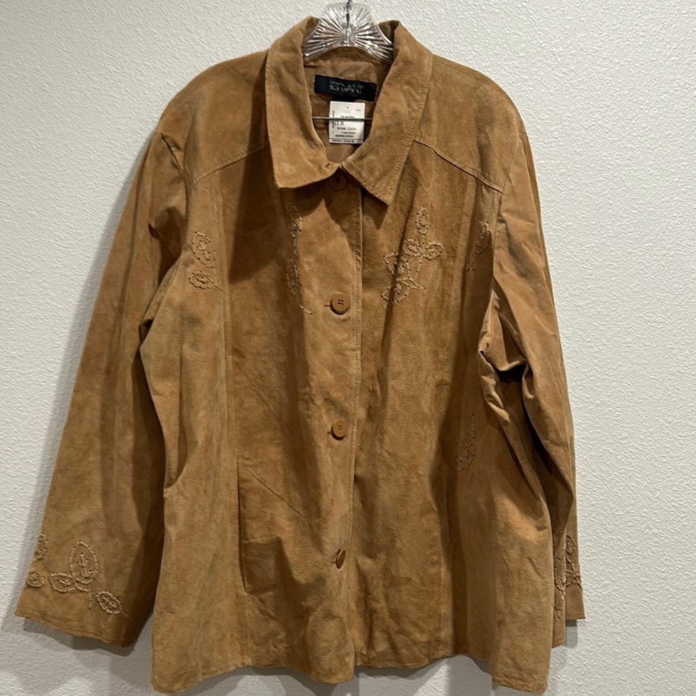 Lane Bryant Leather Embroidered Long Jacket SZ 26/28 NWT